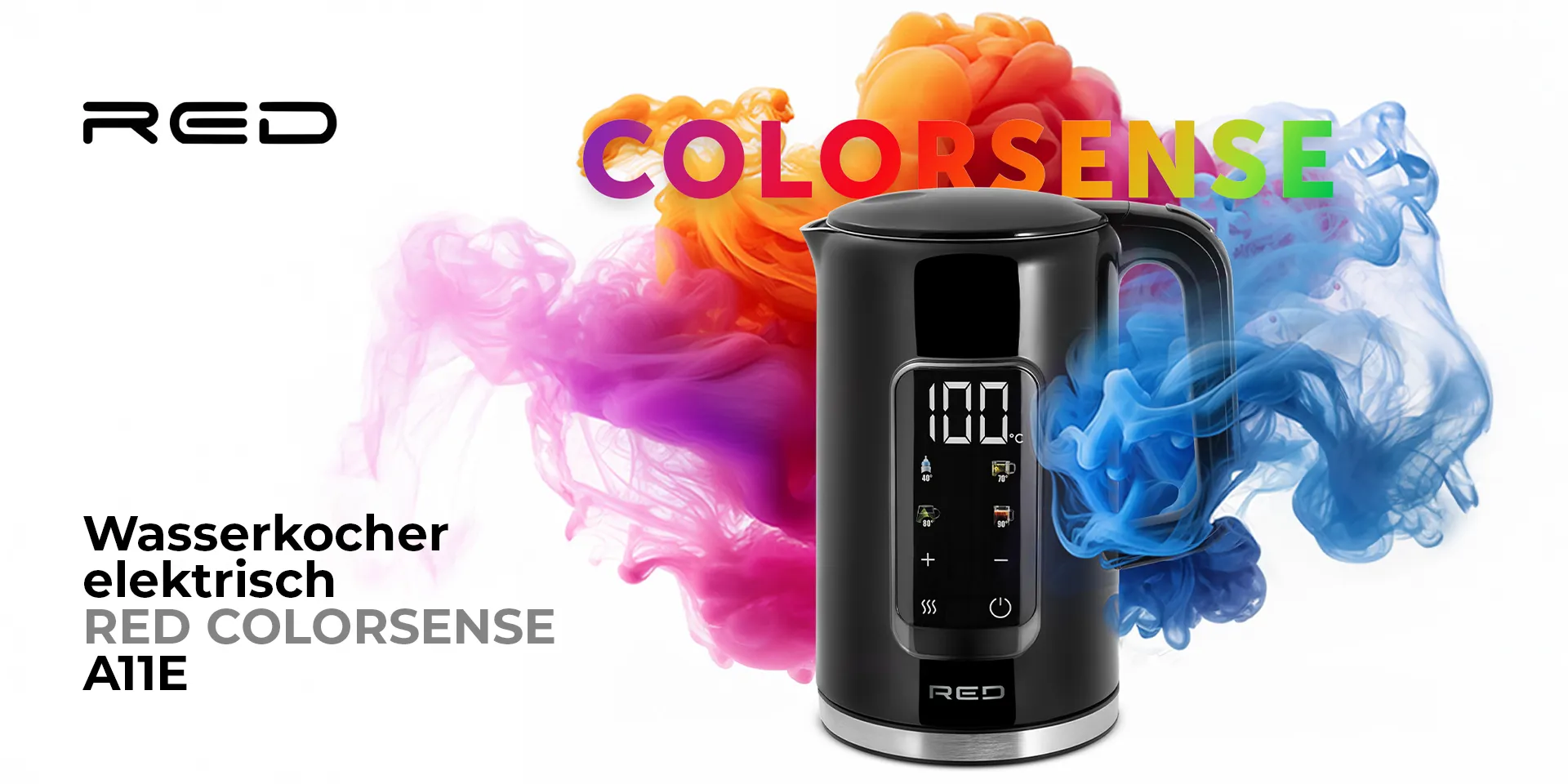 Wasserkocher 1,7L Schnellkochfunktion, Abschaltautomatik, 2000W, BPA-frei – Colorsense A11E – Stylischer Wasserkocher mit LED-Anzeige Wasserkocher 1,7L Schnellkochfunktion, Abschaltautomatik, 2000W, BPA-frei – Colorsense A11E – Stylischer Wasserkocher mit LED-Anzeige